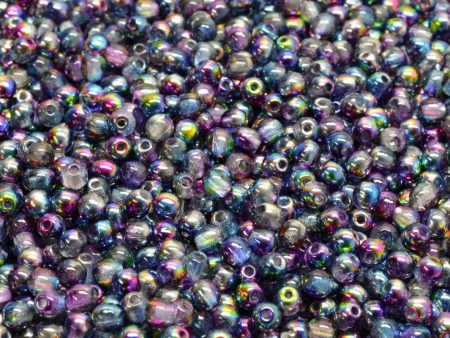 3mm Czech Round Druk Bead, Crystal Magic Blue Pink, 50 pieces For Discount