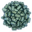 Czechmate 3mm X 6mm Brick Glass Czech Two Hole Bead, Polychrome - Aqua Teal For Sale