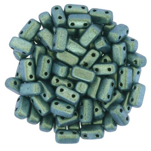 Czechmate 3mm X 6mm Brick Glass Czech Two Hole Bead, Polychrome - Aqua Teal For Sale