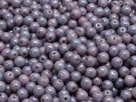 4mm Czech Round Druk Bead, Amethyst Alabaster, 50 pieces Supply