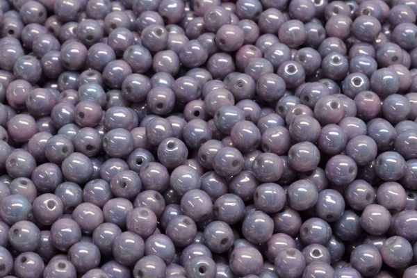 4mm Czech Round Druk Bead, Amethyst Alabaster, 50 pieces Supply