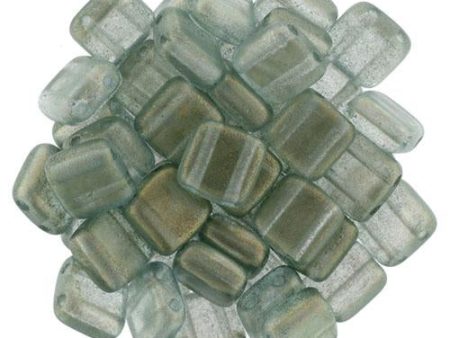 Czechmate 6mm Square Glass Czech Two Hole Tile Bead, Halo - Heavens Fashion