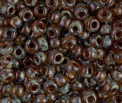 Miyuki 6 Round Seed Bead, 6-4505, Transparent Light Smoky Topaz Picasso Fashion