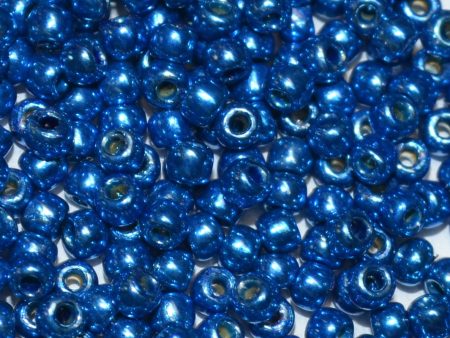 Toho 8 0 Round Japanese Seed Bead, TR8-585PF, Royal Blue Galv PermaFinish Online now