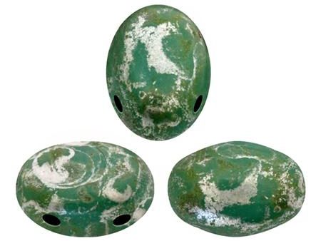 Samos® Par Puca®, SMS-6313-65400, Opaque Green Turquoise Patina Silver For Sale