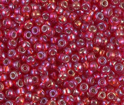 Miyuki 8 Round Seed Bead, 8-1010, Silver Lined Flame Red AB, 10 grams Online now