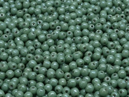 3mm Czech Round Druk Bead, Green Alabaster, 50 pieces For Cheap