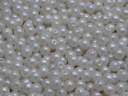 4mm Czech Round Druk Bead, Pearl Shine White, 50 pieces Fashion