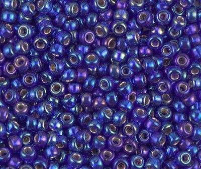 Miyuki 8 Round Seed Bead, 8-1020, Silver Lined Cobalt AB, 10 grams on Sale