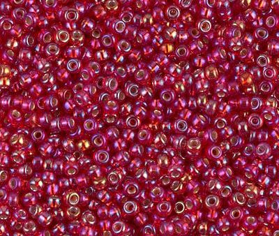 Miyuki 11 Round Seed Bead, 11-1010, Silver Lined Flame Red AB Online