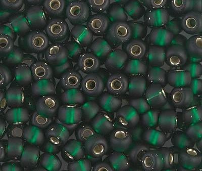 Miyuki 6 Round Seed Bead, 6-27F, Matte Silver Lined Dark Emerald, 10 grams Online