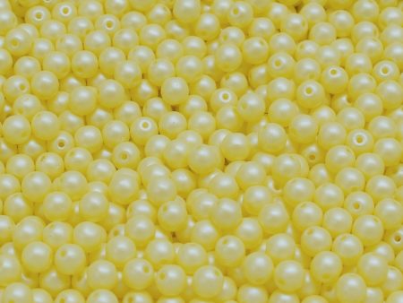 4mm Czech Round Druk Bead, Yellow Pearl, 50 pieces For Sale