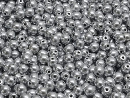 4mm Czech Round Druk Bead, Silver Aluminum Matte, 50 pieces Cheap