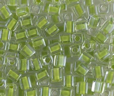 Miyuki 4mm Cube, SB-245, Lime Lined Crystal For Sale