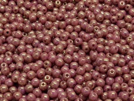 3mm Czech Round Druk Bead, Gold Amethyst Alabaster, 50 pieces For Discount