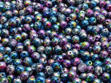 4mm Czech Round Druk Bead, Crystal Magic Violet Blue, 50 pieces Supply