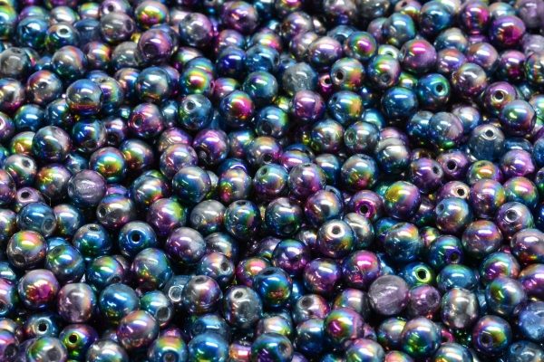 4mm Czech Round Druk Bead, Crystal Magic Violet Blue, 50 pieces Supply