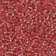 Miyuki 11 Round Seed Bead, 11-1660, Dyed Silver Lined Dark Coral on Sale