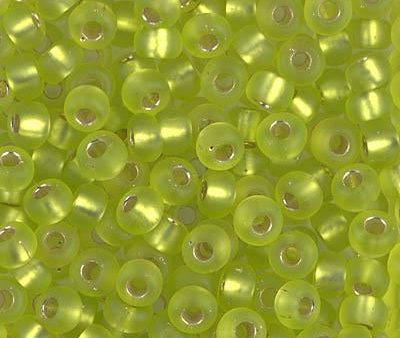 Miyuki 6 Round Seed Bead, 6-14F, Matte Silver Lined Chartreuse, 10 grams For Sale