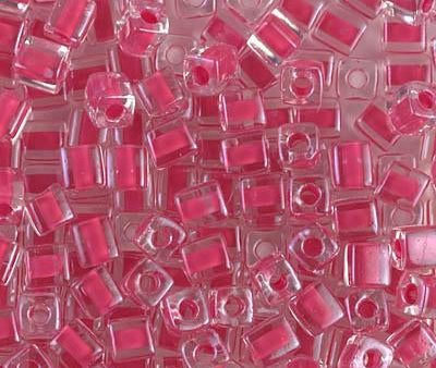 Miyuki 4mm Cube, SB-208, Carnation Pink Lined Crystal Online Sale