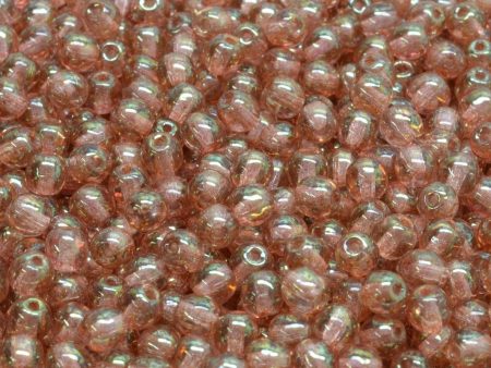 4mm Czech Round Druk Bead, Transparent Topaz Pink Luster, 50 pieces For Cheap