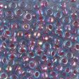 Miyuki 6 Round Seed Bead, 6-340, Hot Pink Lined Aqua AB For Sale