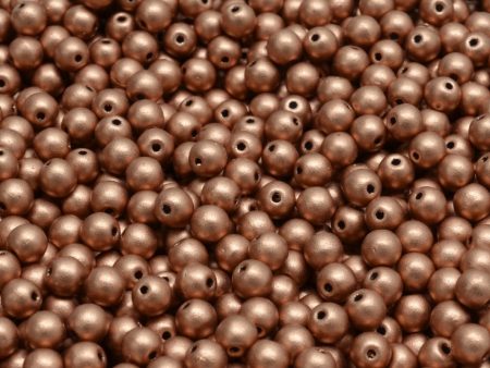 4mm Czech Round Druk Bead, Matte Metallic Copper, 50 pieces For Discount