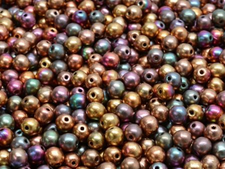 4mm Czech Round Druk Bead, Crystal Violet Rainbow, 50 pieces on Sale