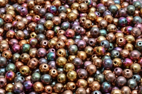 4mm Czech Round Druk Bead, Crystal Violet Rainbow, 50 pieces on Sale