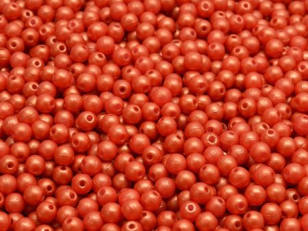 3mm Czech Round Druk Bead, Gold Shine Orange, 50 pieces Sale