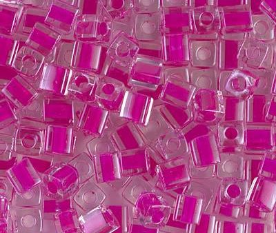 Miyuki 4mm Cube, SB-209, Fuchsia Lined Crystal Hot on Sale