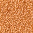 Miyuki 11 Round Seed Bead, 11-1922, Semi-Frosted Peach Lined Light Topaz For Cheap