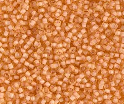 Miyuki 11 Round Seed Bead, 11-1922, Semi-Frosted Peach Lined Light Topaz For Cheap