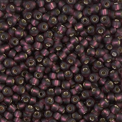 Miyuki 8 Round Seed Bead, 8-13F, Matte Silver Lined Dark Smoky Amethyst, 10 grams Online now