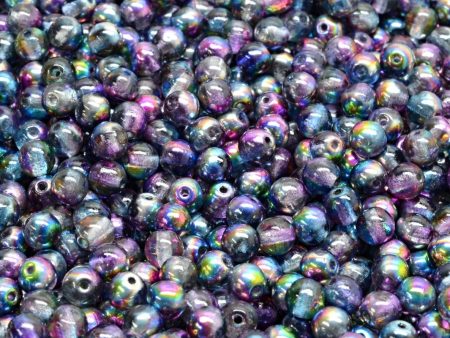 4mm Czech Round Druk Bead, Crystal Magic Blue Pink, 50 pieces on Sale