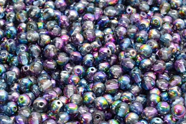 4mm Czech Round Druk Bead, Crystal Magic Blue Pink, 50 pieces on Sale