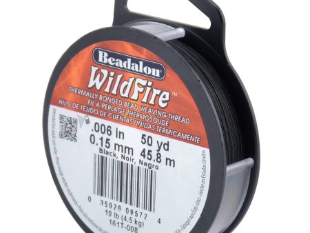 Wildfire Black Beading Thread .006 in .15 mm 50 yards Online Sale