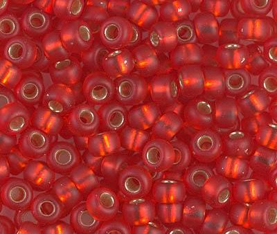 Miyuki 6 Round Seed Bead, 6-10F, Matte Silver Lined Flame Red Discount