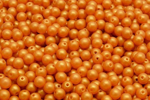 4mm Czech Round Druk Bead, Gold Shine Pumpkin, 50 pieces Online Hot Sale