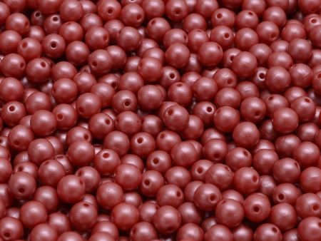 4mm Czech Round Druk Bead, Dark Coral Pearl, 50 pieces Hot on Sale