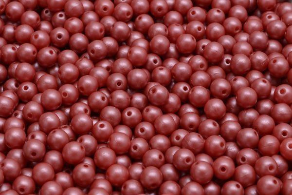 4mm Czech Round Druk Bead, Dark Coral Pearl, 50 pieces Hot on Sale