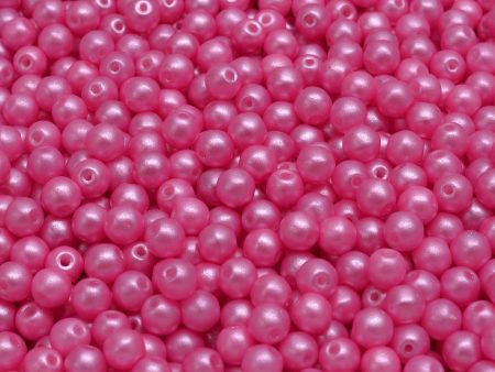 4mm Czech Round Druk Bead, Pearl Shine Light Fuchsia, 50 pieces Hot on Sale