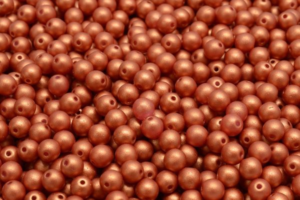 4mm Czech Round Druk Bead, Gold Shine Brick Red, 50 pieces Online Sale