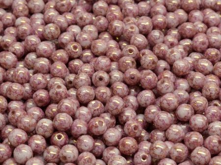 4mm Czech Round Druk Bead, Terracotta Purple Alabaster, 50 pieces Discount