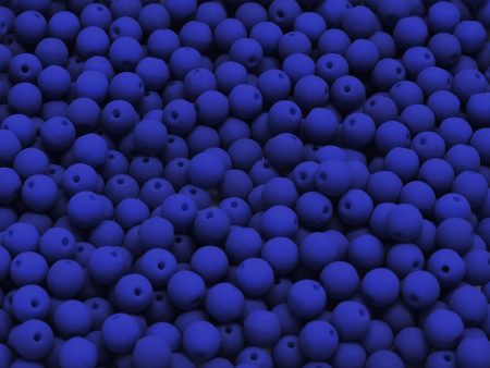 4mm Czech Round Druk Bead, Matte Cobalt, 50 pieces Online