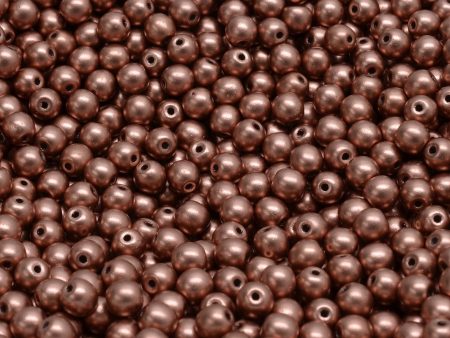 4mm Czech Round Druk Bead, Copper Gold Matte, 50 pieces Supply