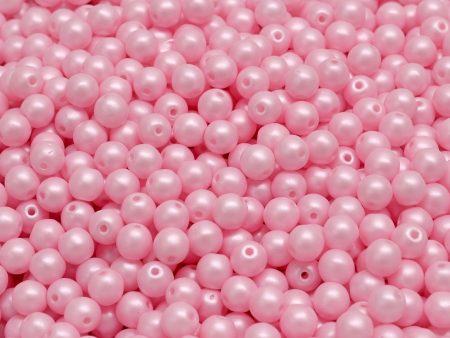 4mm Czech Round Druk Bead, Pink Pearl, 50 pieces Discount