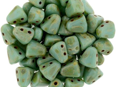 Nib-Bit Beads, Opaque Turquoise Picasso, 8 grams Online now