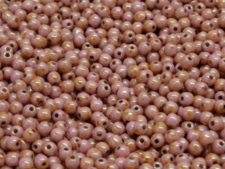 3mm Czech Round Druk Bead, Alabster Rose Gold Topaz Luster, 50 pieces on Sale