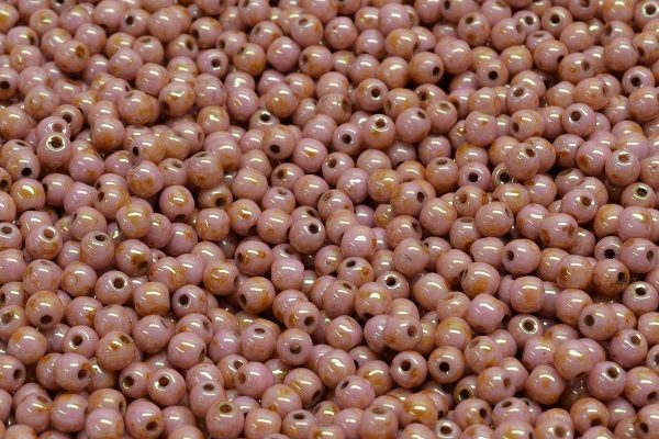 3mm Czech Round Druk Bead, Alabster Rose Gold Topaz Luster, 50 pieces on Sale